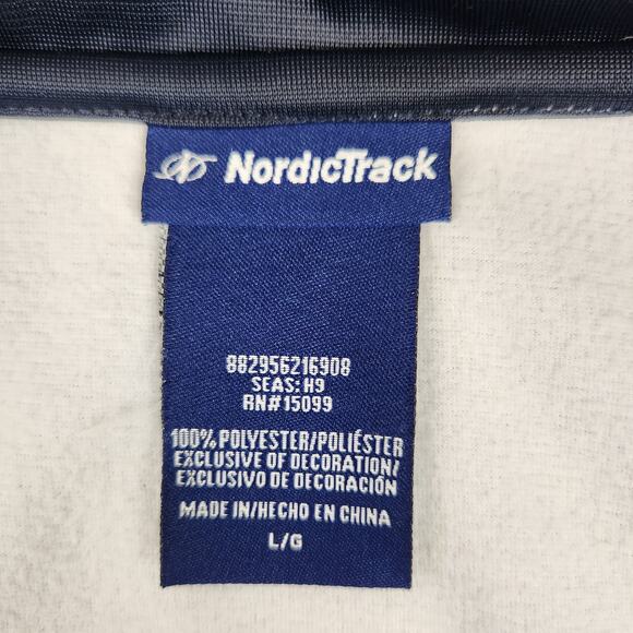 NordicTrack Jacket Mens Size Large Navy White Color Block Full Zip - Picture 9 of 14